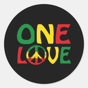 One Love, Reggae design Classic Round Sticker