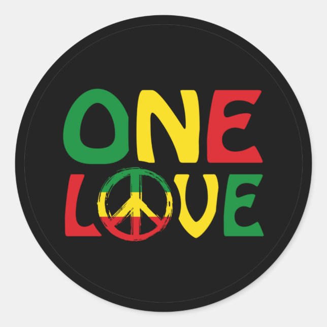 One Love, Reggae design Classic Round Sticker (Front)