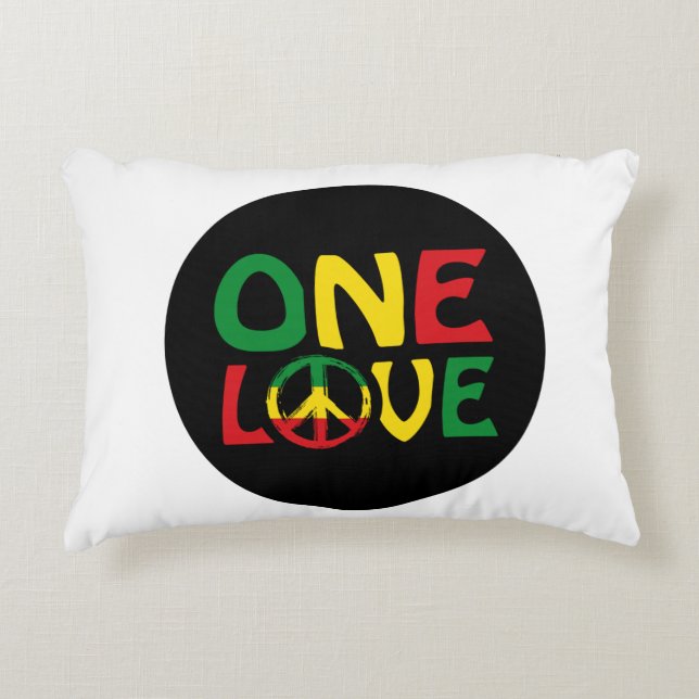 One Love, Reggae design Decorative Cushion (Front)
