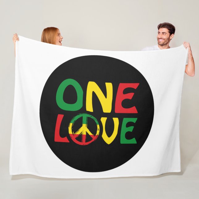 One Love, Reggae design Fleece Blanket (In Situ)