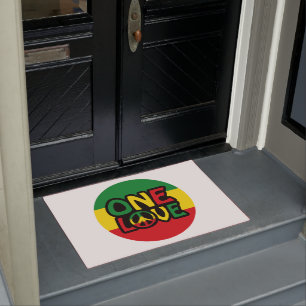One Love, Reggae design with reggae colors Doormat