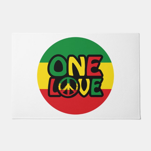 One Love, Reggae design with reggae colors Doormat (Front)
