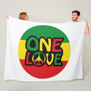One Love, Reggae design with reggae colors Fleece Blanket
