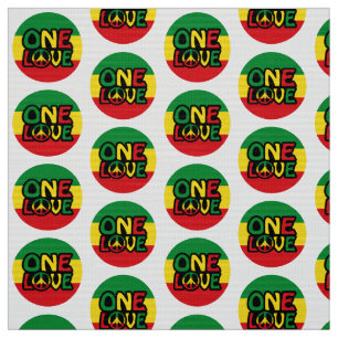 One Love, Reggae design with reggae colours Fabric