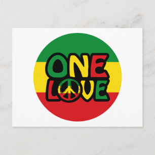 One Love, Reggae design with reggae colours Postcard