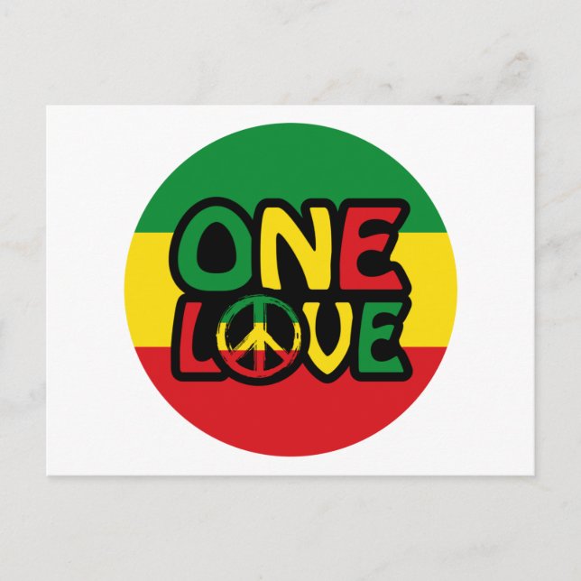 One Love, Reggae design with reggae colours Postcard (Front)