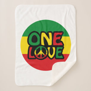 One Love, Reggae design with reggae colours Sherpa Blanket