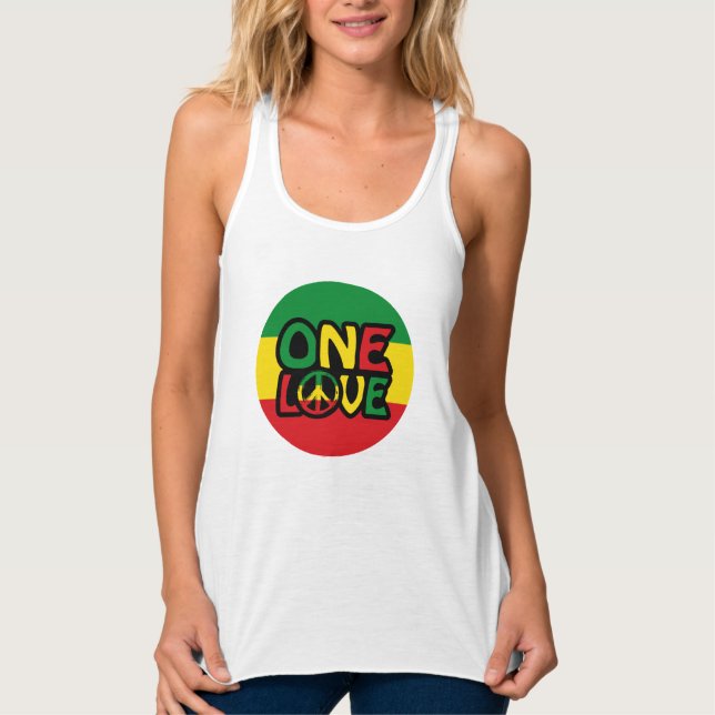 One Love, Reggae design with reggae colours Singlet (Front)