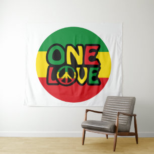 One Love, Reggae design with reggae colours Tapestry