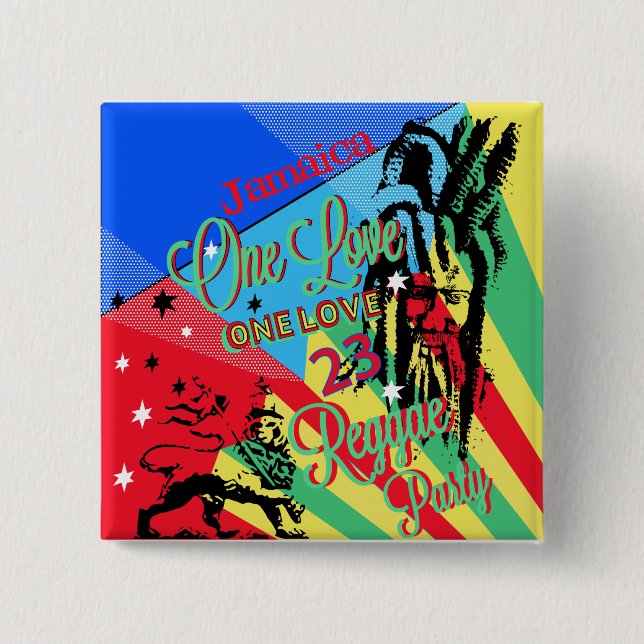One Love Reggae Party Button (Front)