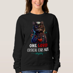 One Loved Critical Care Nurse Mom Cat Colorful Mot Sweatshirt