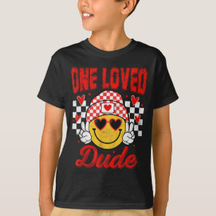 One Loved Dude Checkered Heart Valentines Day Boys T-Shirt
