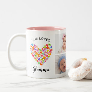 One Loved Glamma Four Photo Collage Two-Tone Coffee Mug