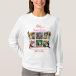 One Loved Grandma Photo Collage Personalised T-Shirt<br><div class="desc">Photo collage of 6 on a pink mottled background with flower and butterfly detail. The wording "One loved Grandma" can be changed as suits your needs. As well as the names at the bottom. Insert your own photo's and make it uniquely yours. All changes can be made by using the...</div>