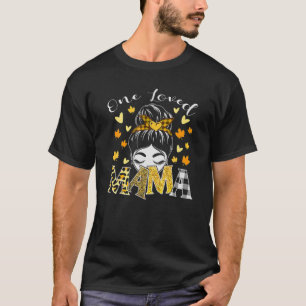 One Loved Mama Messy Bun Hair Leopard Heart Mother T-Shirt