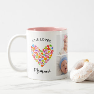 One Loved Memaw Four Photo Collage Two-Tone Coffee Mug