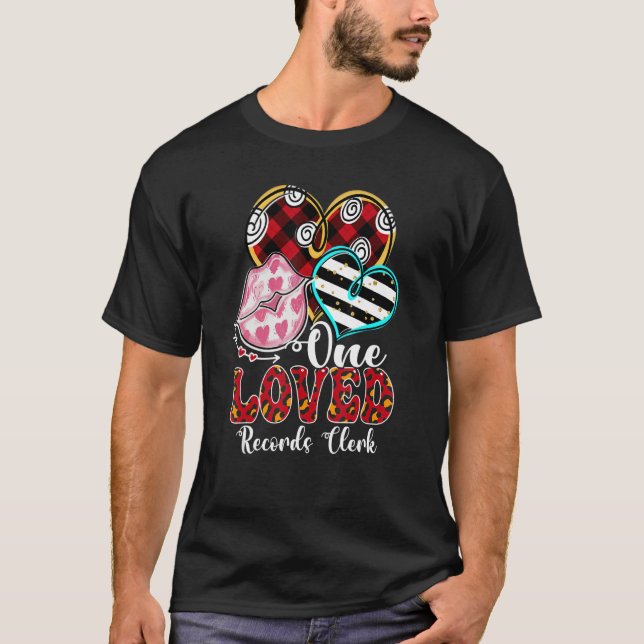 One Loved Records Clerk Kissing Heart Valentine's  T-Shirt (Front)