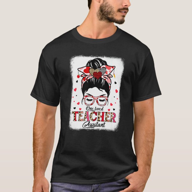 One Loved Teacher Leopard Plaid Valentine's Day Wo T-Shirt (Front)