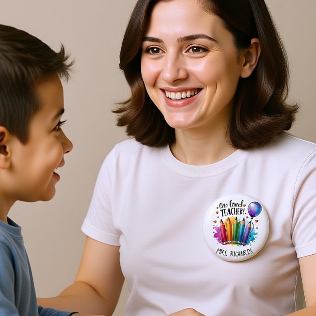 One Loved Teacher Personalised Thank You Gift 3 Cm Round Badge (One Loved Teacher Personalised Thank You Gift Button)