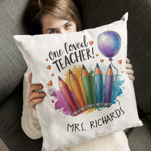 One Loved Teacher Personalised Thank You Gift Cushion