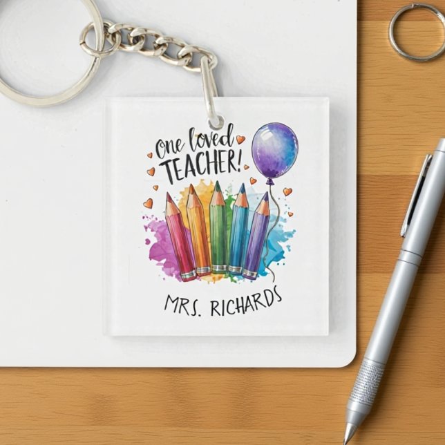 One Loved Teacher Personalised Thank You Gift Key Ring (One Loved Teacher Personalised Thank You Gift Keychain)