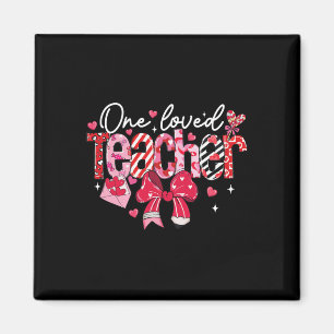 One Loved Teacher Valentine Coquette Bow Magnet