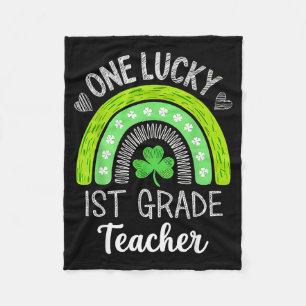 One Lucky 1st Grade Teacher St Patricks Day Funny  Fleece Blanket