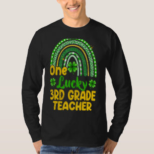 One Lucky 3rd Grade Teacher Rainbow Shamrock St Pa T-Shirt