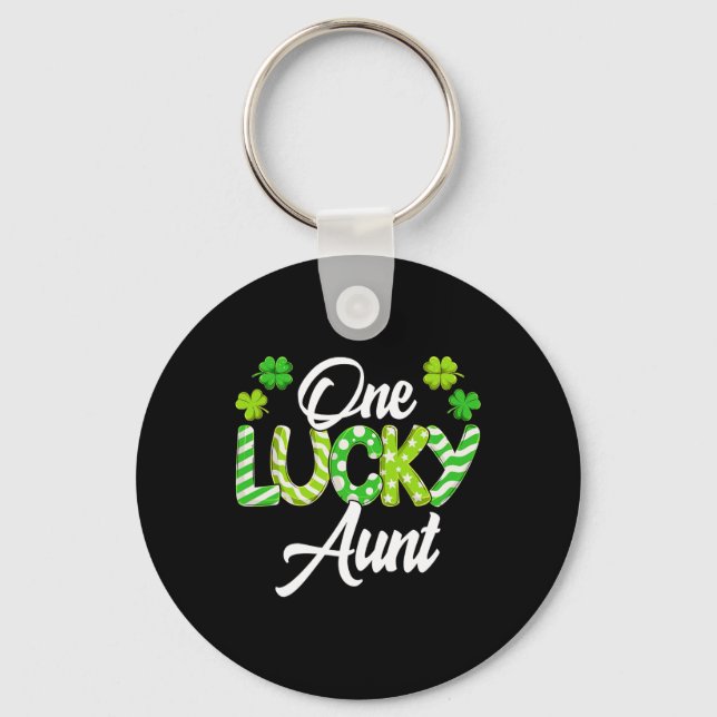 One Lucky Aunt Shamrock Irish Aunt St Patrick's Da Key Ring (Front)