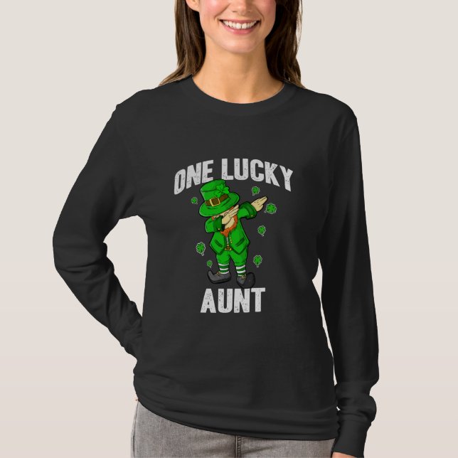 One Lucky Aunt St Patricks Day Dabbing Leprechaun  T-Shirt (Front)