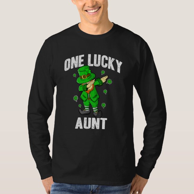 One Lucky Aunt St Patricks Day Dabbing Leprechaun  T-Shirt (Front)