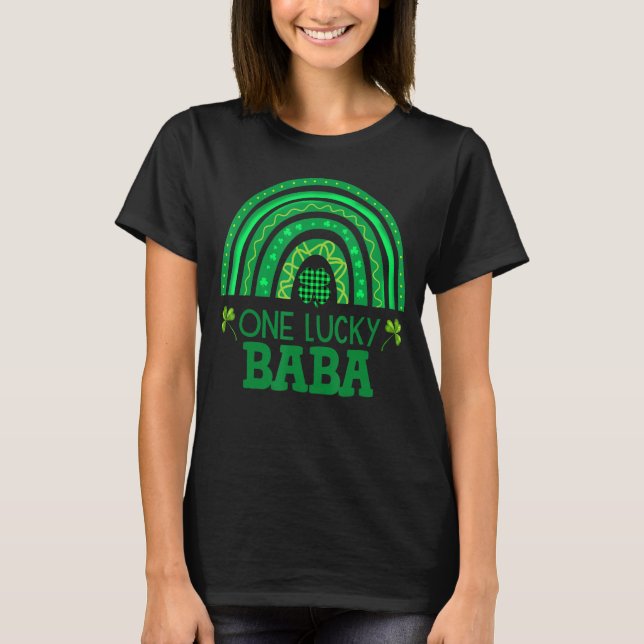 One Lucky Baba Shamrock Patrick S Day Rainbow Iris T-Shirt (Front)