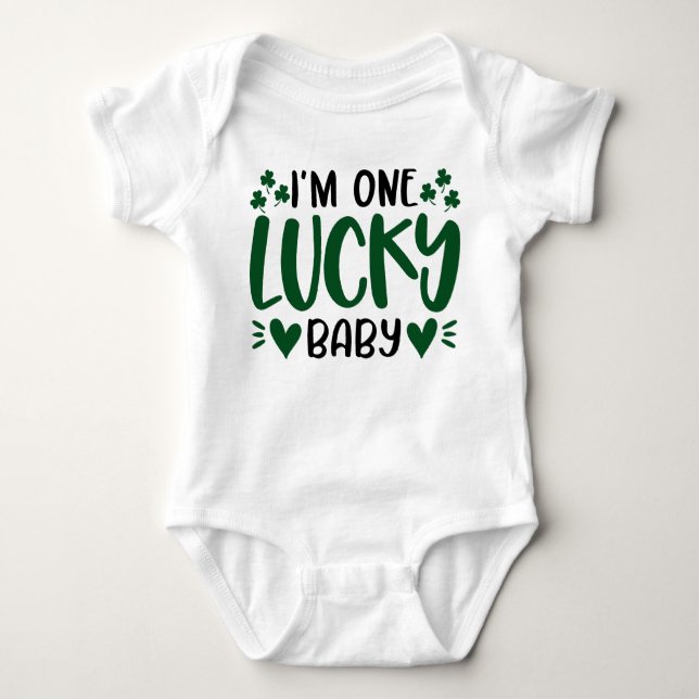 One Lucky Baby Shamrock Clover Saint Patricks Day  Baby Bodysuit (Front)
