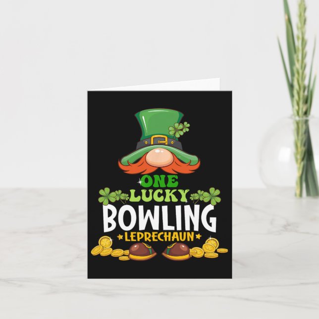 One Lucky Bowling Leprechaun St. Patricks Day  Card (Front)