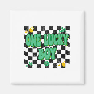 One Lucky Boy St Patricks Day Groovy Irish Shamroc Magnet