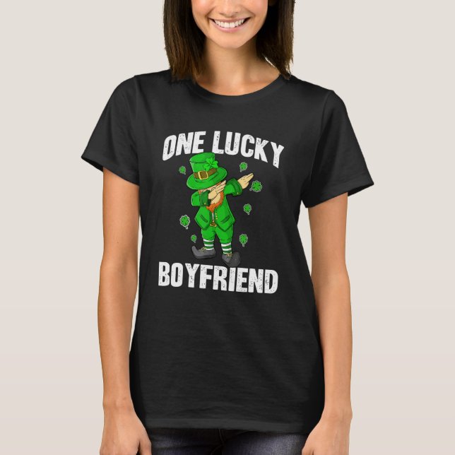 One Lucky Boyfriend St Patricks Day Dabbing Leprec T-Shirt (Front)