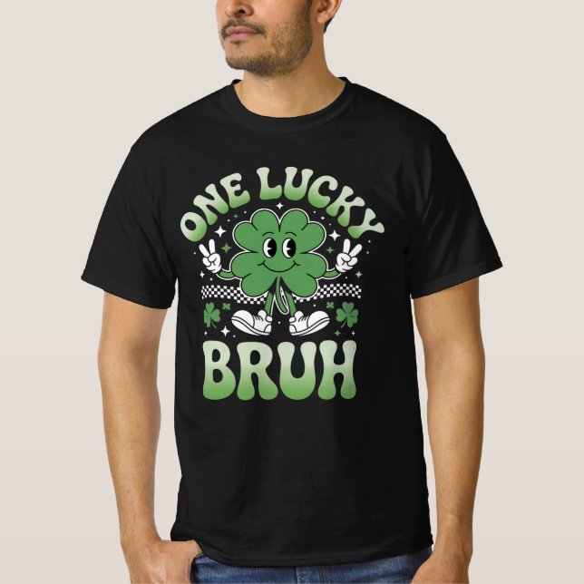 One Lucky Bruh Shirt – Funny St Patrick’s Day Clov (Front)