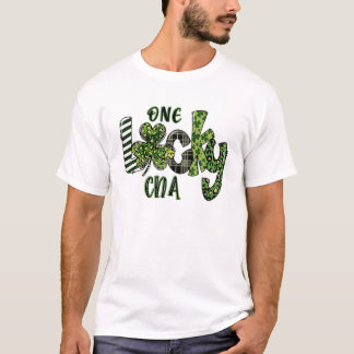 One Lucky CNA Leopard Plaid St Patrick’S Day 2022 T-Shirt