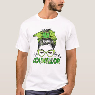One Lucky Counsellor Messy Bun St Patrick's Day T-Shirt