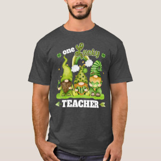 One Lucky Cute Teacher Leopard Gnomes Happy St Pat T-Shirt