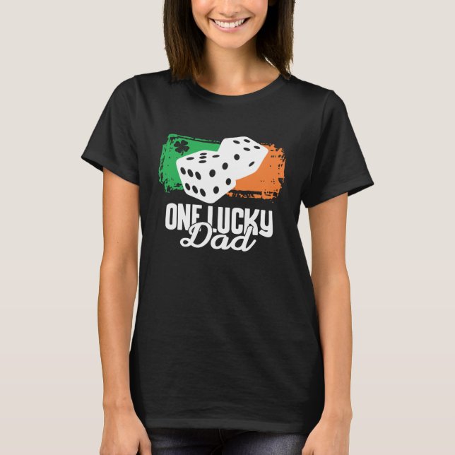 One Lucky Dad Dice Game  Family Group Matching T-Shirt (Front)