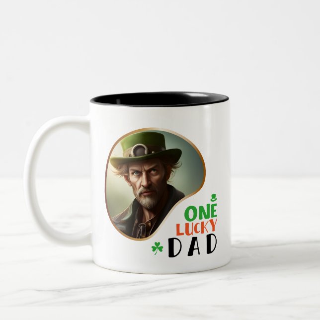 One Lucky Dad - Irish Blessings Two-Tone Coffee Mug (Left)