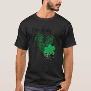 One Lucky Dad Leopard Heart St Patricku2019s Day T-Shirt