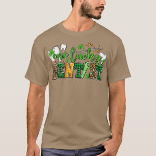 One Lucky Dentist Leopard Shamrock St  T-Shirt