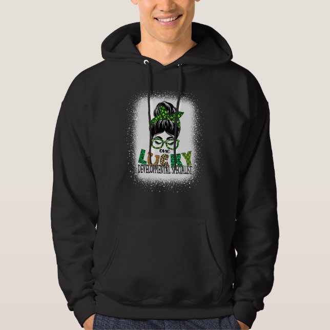 One Lucky Developmental Specialist Bleached St Pat Hoodie (Front)