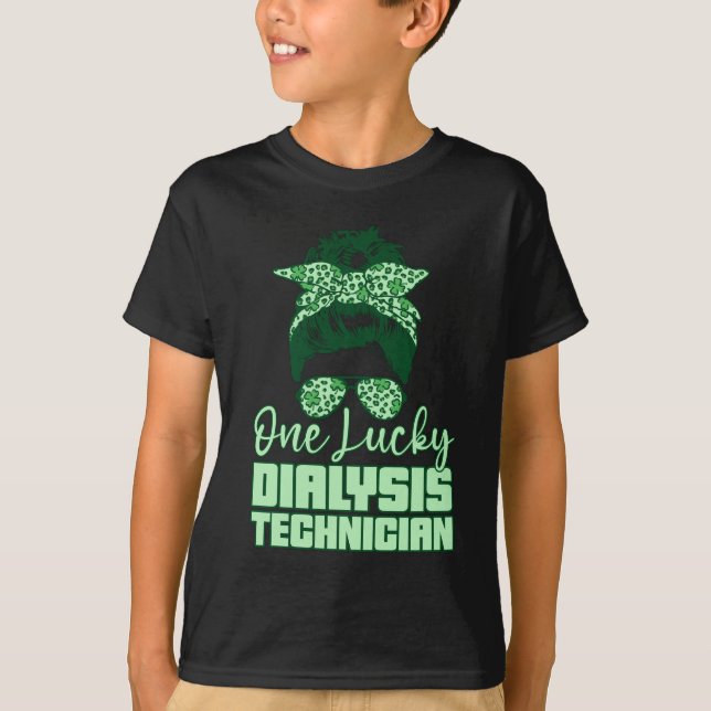 One Lucky Dialysis Technician Tech Nephrology T-Shirt (Front)