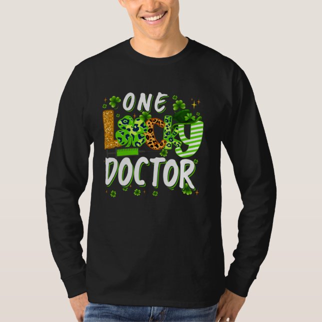 One Lucky Doctor Shamrock St Patricks Day Tees Men (Front)