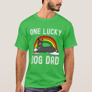 One Lucky Dog Dad Doberman St Patrick's Day Rainbo T-Shirt