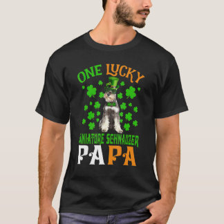 One Lucky Dog Papa Miniature Schnauzer Dad St Patr T-Shirt