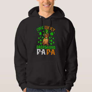 One Lucky Dog Papa Red Dachshund Dad St Patricks D Hoodie